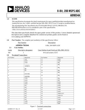 AD9054AS. Aerospace 8-Bit, 200 MSPS MSPS A/D Converter