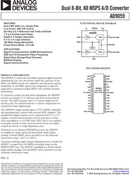 AD9059. Dual 8-Bit, 60 MSPS A/D Converter