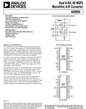 AD9066. Dual, 6-Bit, 60 MSPS Monlithic A/D Converter