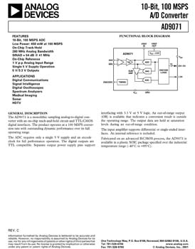 AD9071. 10-Bit, 100 MSPS, TTL  A/D Converter