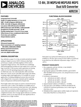 AD9238. Dual 12-Bit, 20/40/65 MSPS, 3 V ADC
