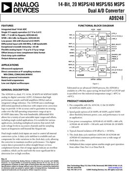 AD9248. Dual 14-Bit, 20/40/65 MSPS, 3 V Analog-to-Digital Converter 