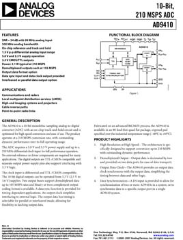 AD9410. 10-Bit, 210 MSPS ADC