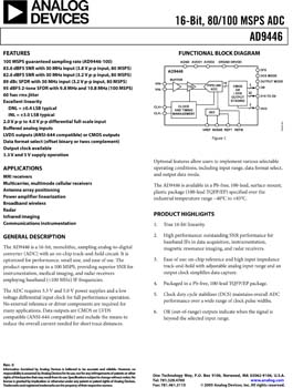 AD9446. 16-Bit, 80 MSPS / 100 MSPS A/D Converter