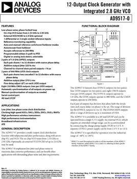 AD9517-0. 12-Output Clock Generator with Integrated 2.8 GHz VCO
