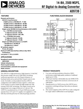 AD9739. 14-Bit, 2500 MSPS, RF Digital-to-Analog Converter