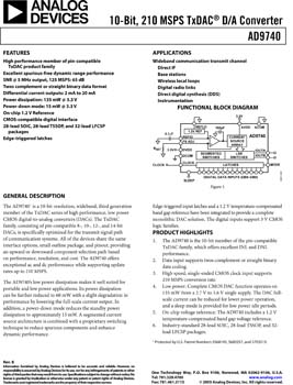 AD9740. 10-Bit, 210 MSPS TxDAC(r) D/A Converter