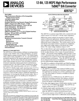AD9752. 12-Bit, 100 MSPS+ TxDAC(r) D/A Converter