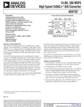 AD9755. 14-Bit, 300 MSPS High Speed TxDAC+(r) D/A Converter