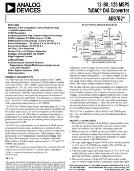 AD9762. 12-Bit, 100 MSPS+ TxDAC(r) D/A Converter