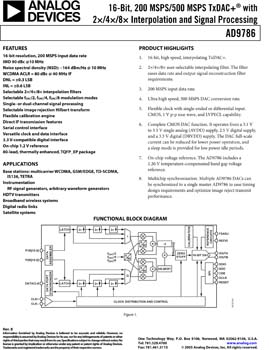 AD9786. 16-Bit, 500 MSPS TxDAC+(r) D/A Converter