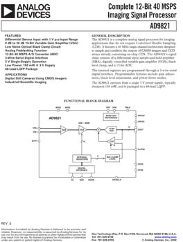 AD9821. 12-Bit 40 MSPS Imaging Signal Processor 
