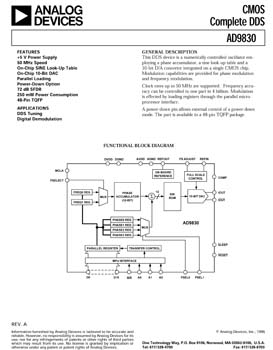 AD9830. Numerically Controlled Oscillator, a sine Look-up Table and a 10-Bit D/A Converter Integrated on a Single CMOS Chip