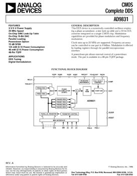 AD9831. 25 MHz Parallel Loading DDS With On-Chip 10-Bit DAC