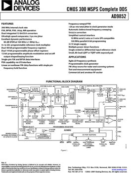 AD9852. CMOS 300 MSPS Complete DDS