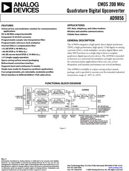 AD9856. CMOS 200 MHz Quadrature Digital Upconverter