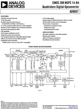 AD9857. CMOS 200 MSPS 14-Bit Quadrature Digital Upconverter