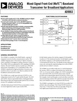 AD9863. 12-Bit Mixed-Signal Front-End (MxFE® )Processor For Broadband Applications