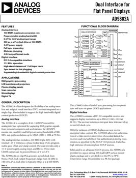 AD9882A. Low Cost, Dual Interface Solution For Flat Panel Displays