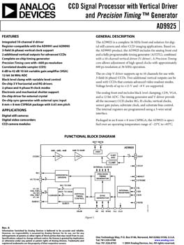 AD9925. CCD Signal Processor with Vertical Driver and Precision Timing(tm) Generator