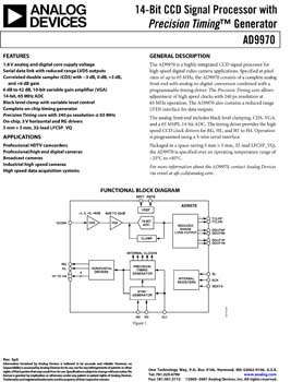 AD9970. 14-Bit CCD Signal Processor with Precision Timing(tm) Generator