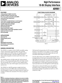 AD9981. High Performance 10-bit Display Interface