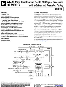 AD9990. Dual Channel, 14-Bit CCD Signal Processor with V-Driver and Precision Timing