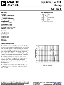 ADA4860-1. High Speed, Low Cost, Op Amp