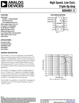 ADA4861-3. High Speed, Low Cost, Triple Op-Amp