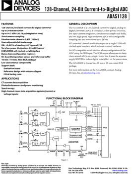 ADAS1128. 128 Channel, 24-bit Current to Digital ADC