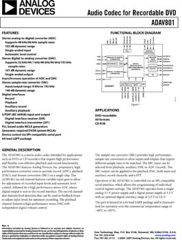 ADAV801. Audio Codec for Recordable DVD