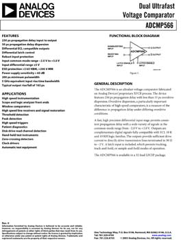 ADCMP566. Dual Ultrafast Voltage Comparator
