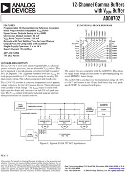 ADD8702. 12-Channel Gamma Buffers with Vcom Buffer