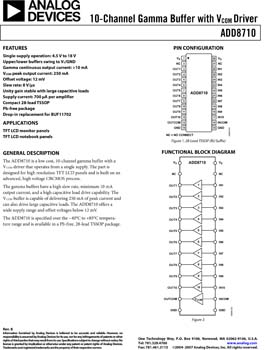 ADD8710. 10-Channel Gamma Buffer with Vcom Driver