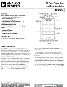 ADD8754. LCD Panel Power, Vcom,and Gate Modulation