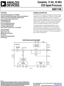 ADDI7100. Complete, 12-Bit, 45 MHz CCD Signal Processor