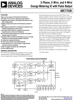 ADE7752B. 3-Phase, 3-Wire, and 4-Wire Energy Metering IC with Pulse Output