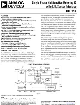 ADE7753. Single Phase Multifunction Energy Metering IC with di/dt Input (Serial-Port Interface)