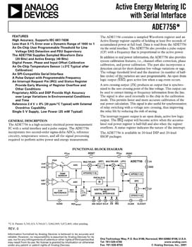 ADE7756. Single Phase Energy Metering IC with Serial Interface