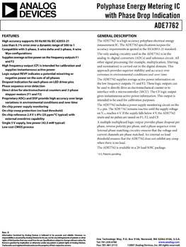 ADE7762. Polyphase Energy Metering IC with Phase Drop Indication