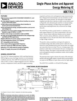 ADE7763. Single Phase Active and Apparent Energy Metering IC with di/dt Input (Serial-Port Interface) 