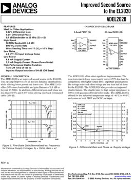 ADEL2020. Op Amp - Improved Second Source to the EL2020
