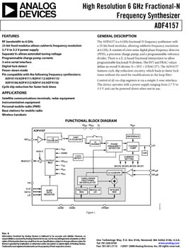 ADF4157. High Resolution 6 GHz Fractional-N Frequency Synthesizer