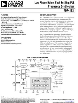 ADF4193. Low Phase Noise, Fast Settling PLL