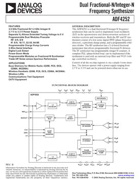 ADF4252. Lowest Phase Noise PLL Synthesizer using Fractional-N Technology