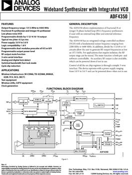 ADF4350. Wideband Synthesizer with Integrated VCO