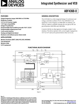 ADF4360-0. Integrated Integer-N Synthesizer/VCO Output Frequency 2400-2725