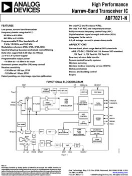 ADF7021-N. High Performance Narrow-Band Transceiver IC