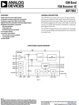 ADF7902. ISM Band FSK Receiver IC