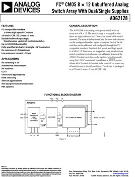 ADG2128. I2c CMOS 8 X 12 Analog Switch Array with Dual/Single Supplies
